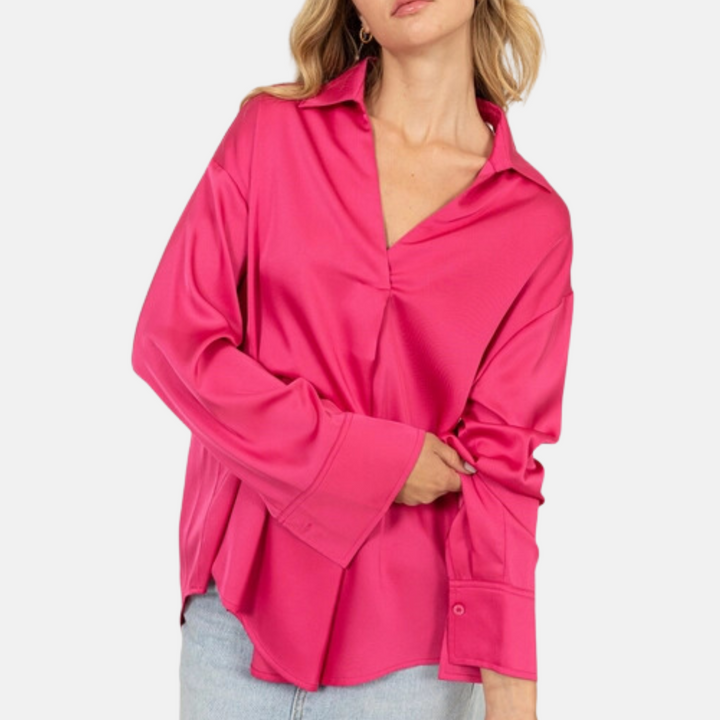 V-Neck Satin Blouse