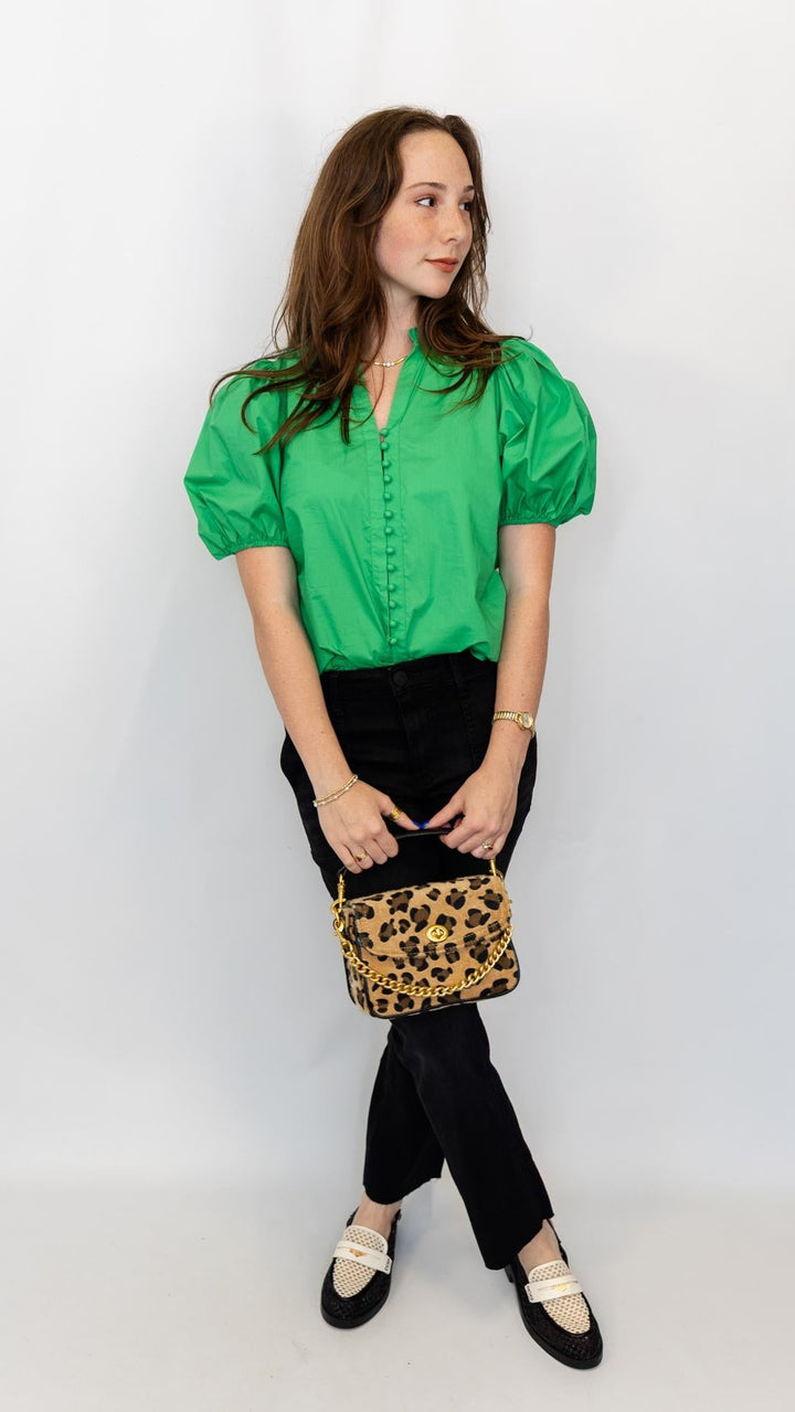 Ruffled Collar Puff Sleeve Blouse