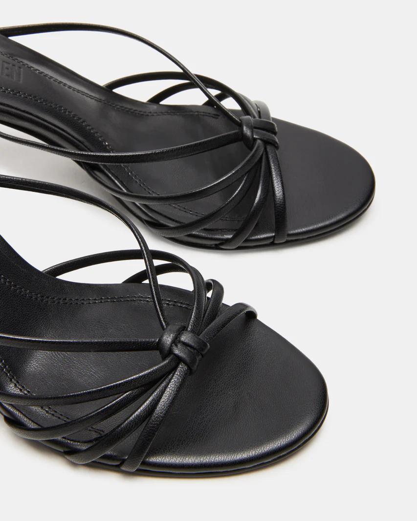 Black Leather Strappy Dress Sandals