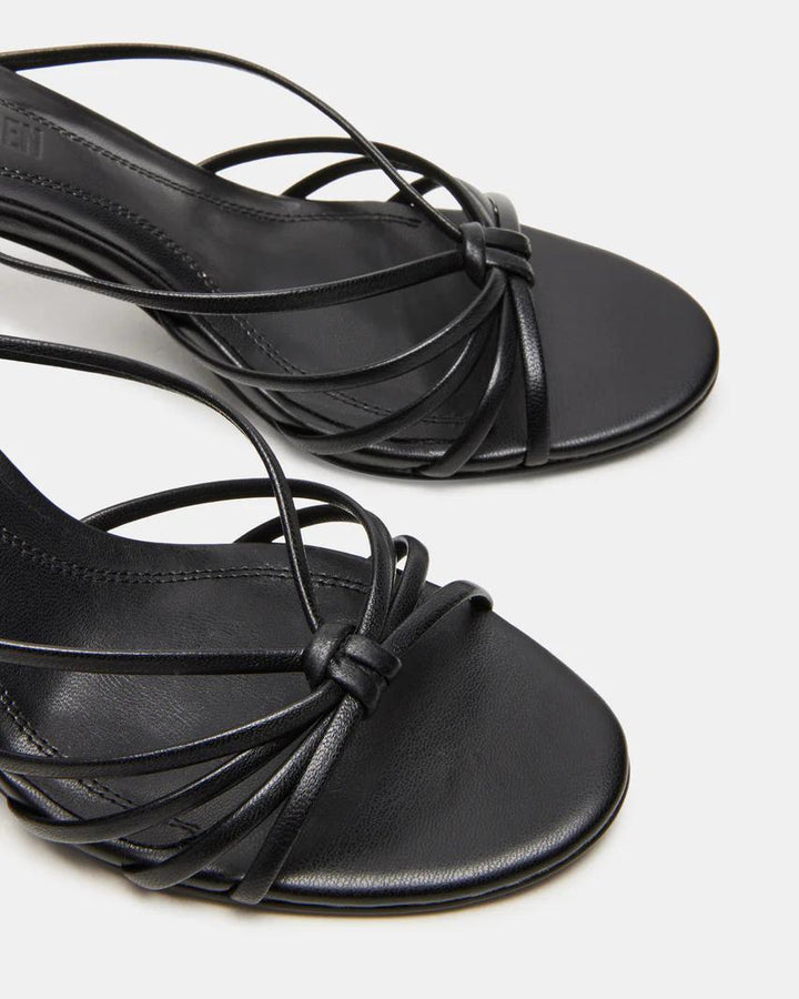 Black Leather Strappy Dress Sandals