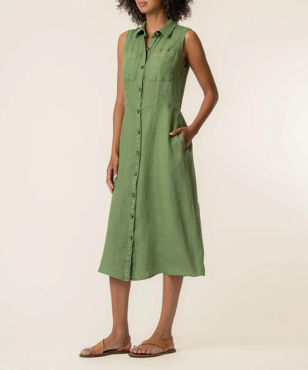Bowie Linen Dress in Olive – Abide Boutique