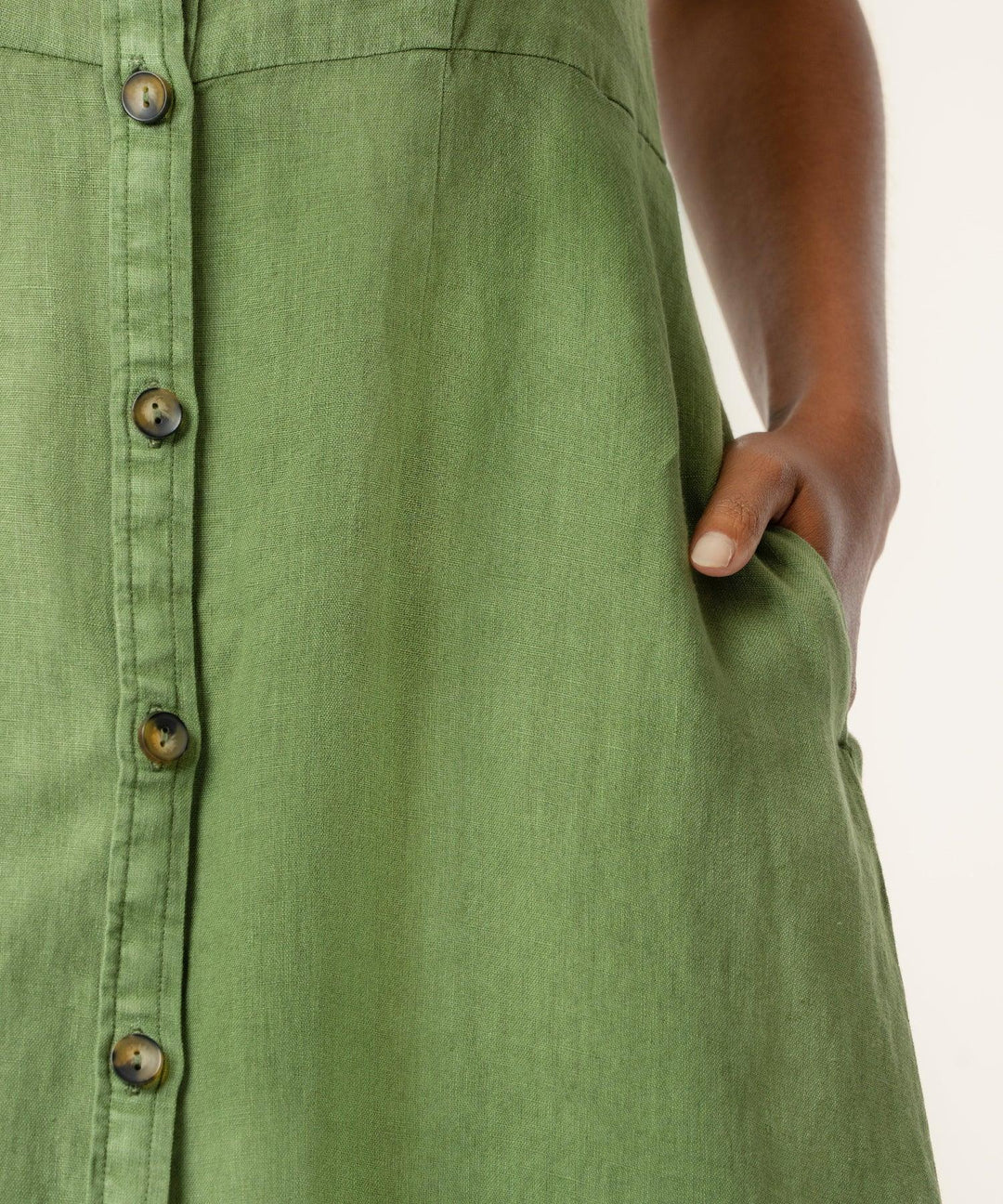 Bowie Linen Dress in Olive