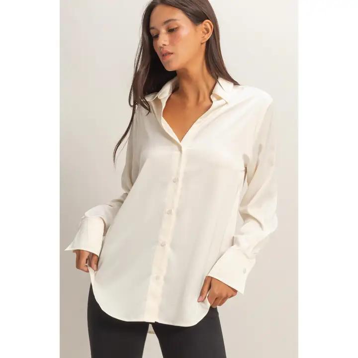 Satin Button-Up Shirt