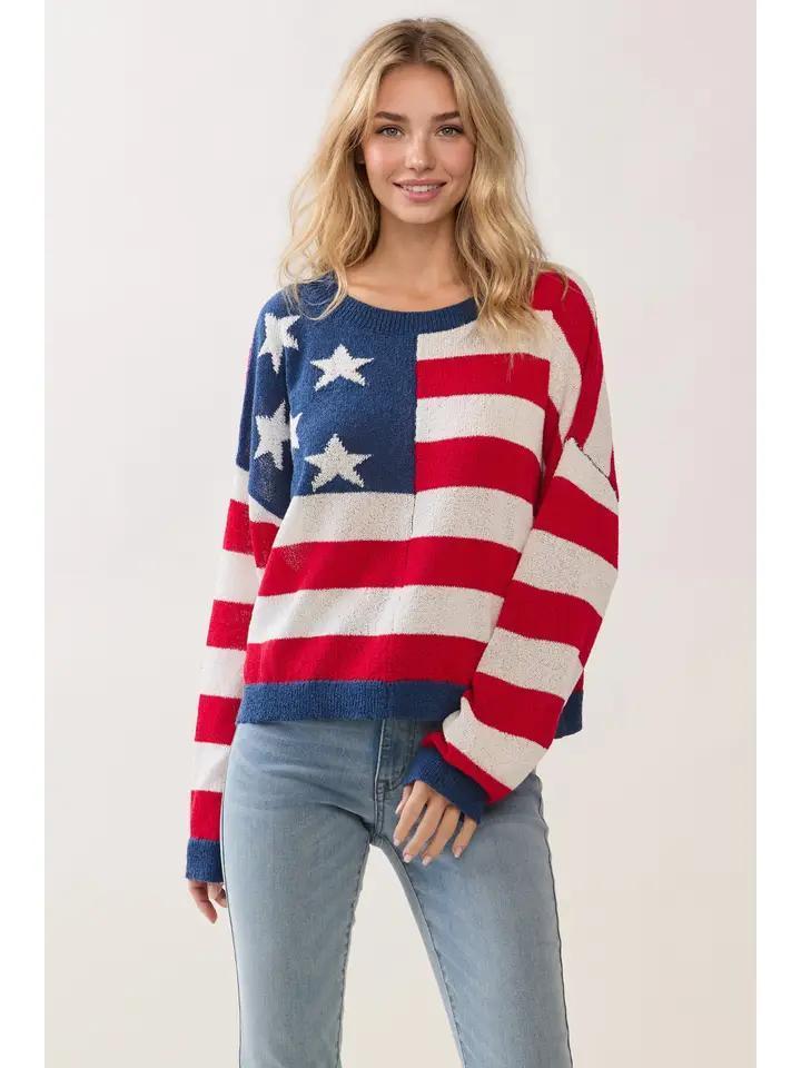 LS American Flag Sweater