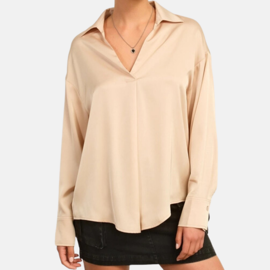 V-Neck Satin Blouse