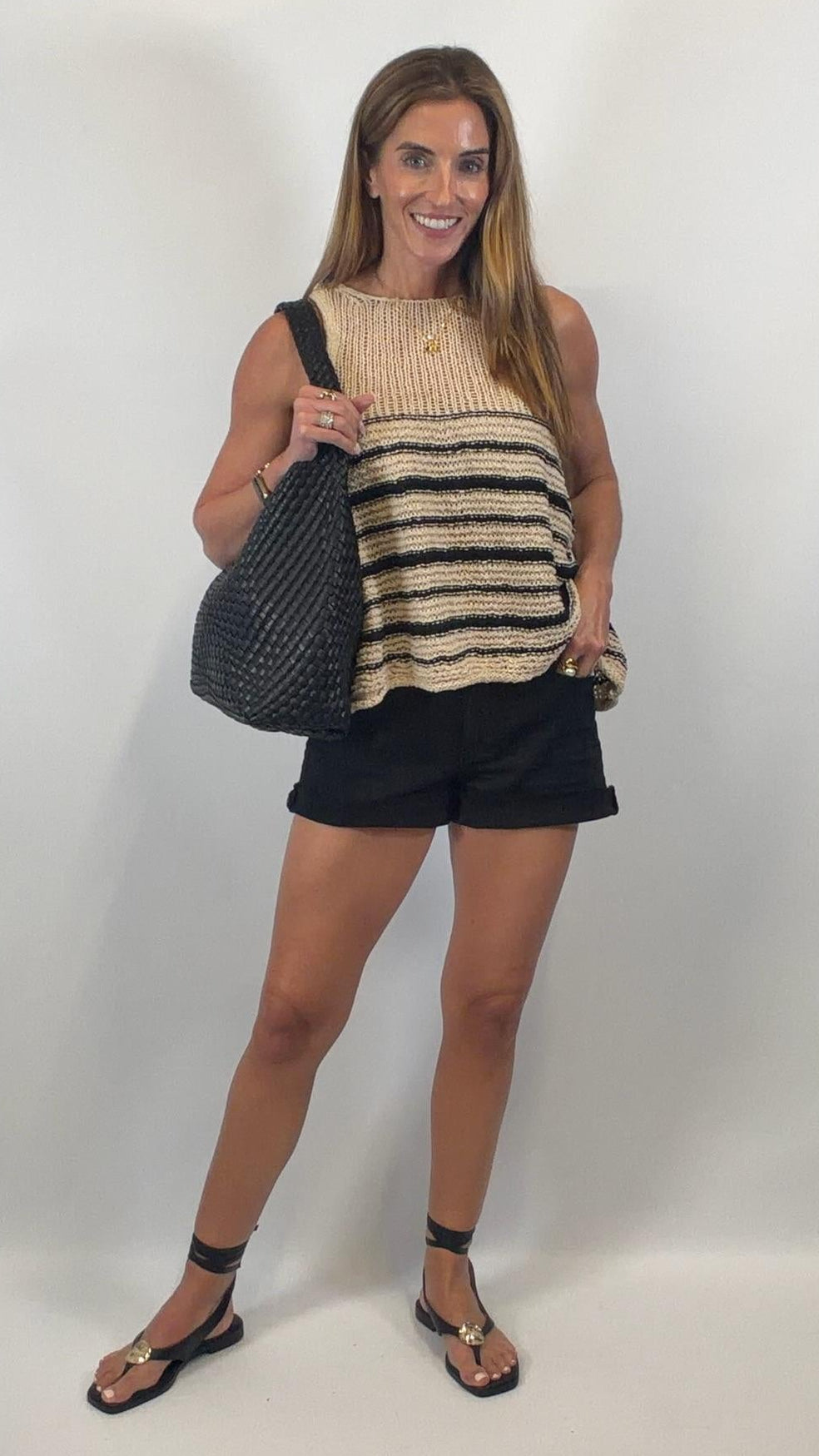 Oatmeal/Black Tank Sweater