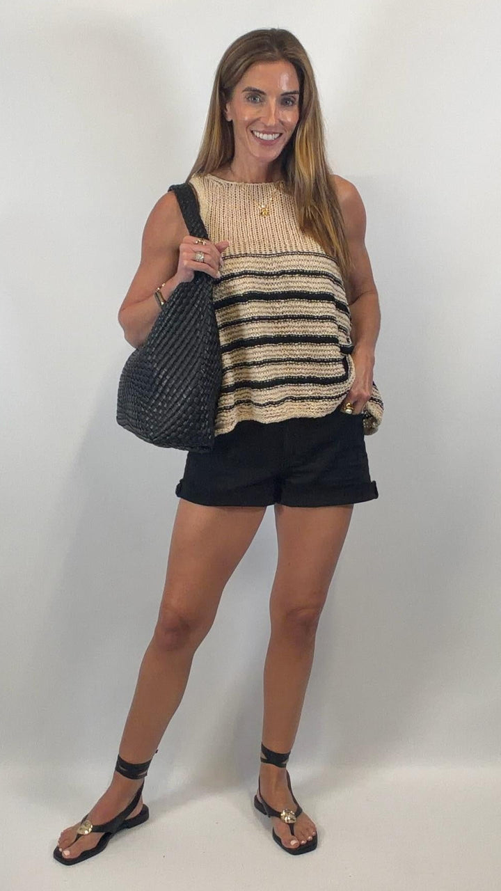 Oatmeal/Black Tank Sweater