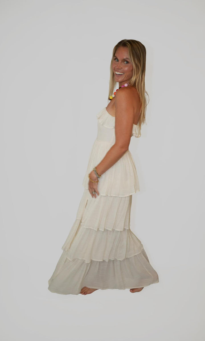Tiered Strapless Ruffle Dress