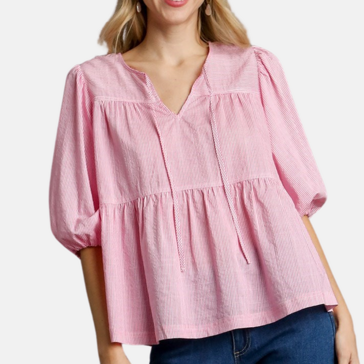 Pink Puff Sleeve Top