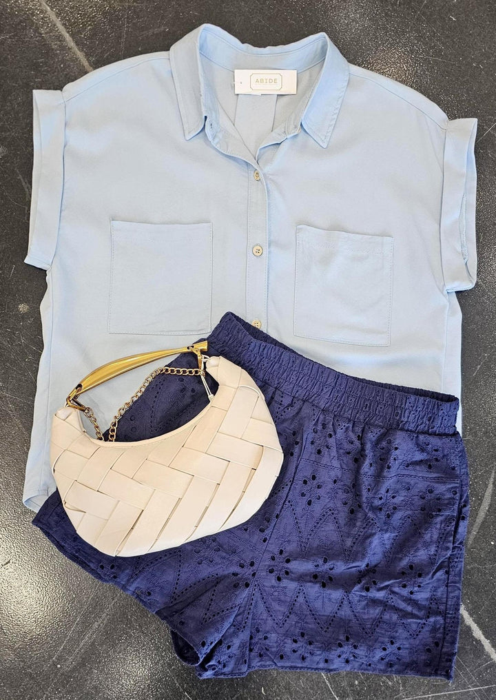 Navy Eyelet Shorts
