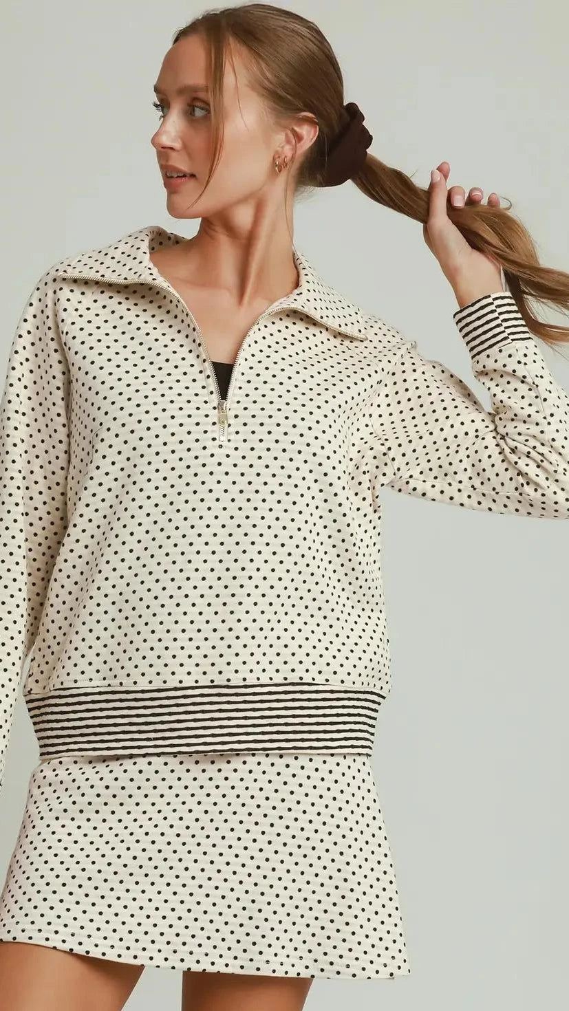 Polka Dot Half Zip & Skort Set