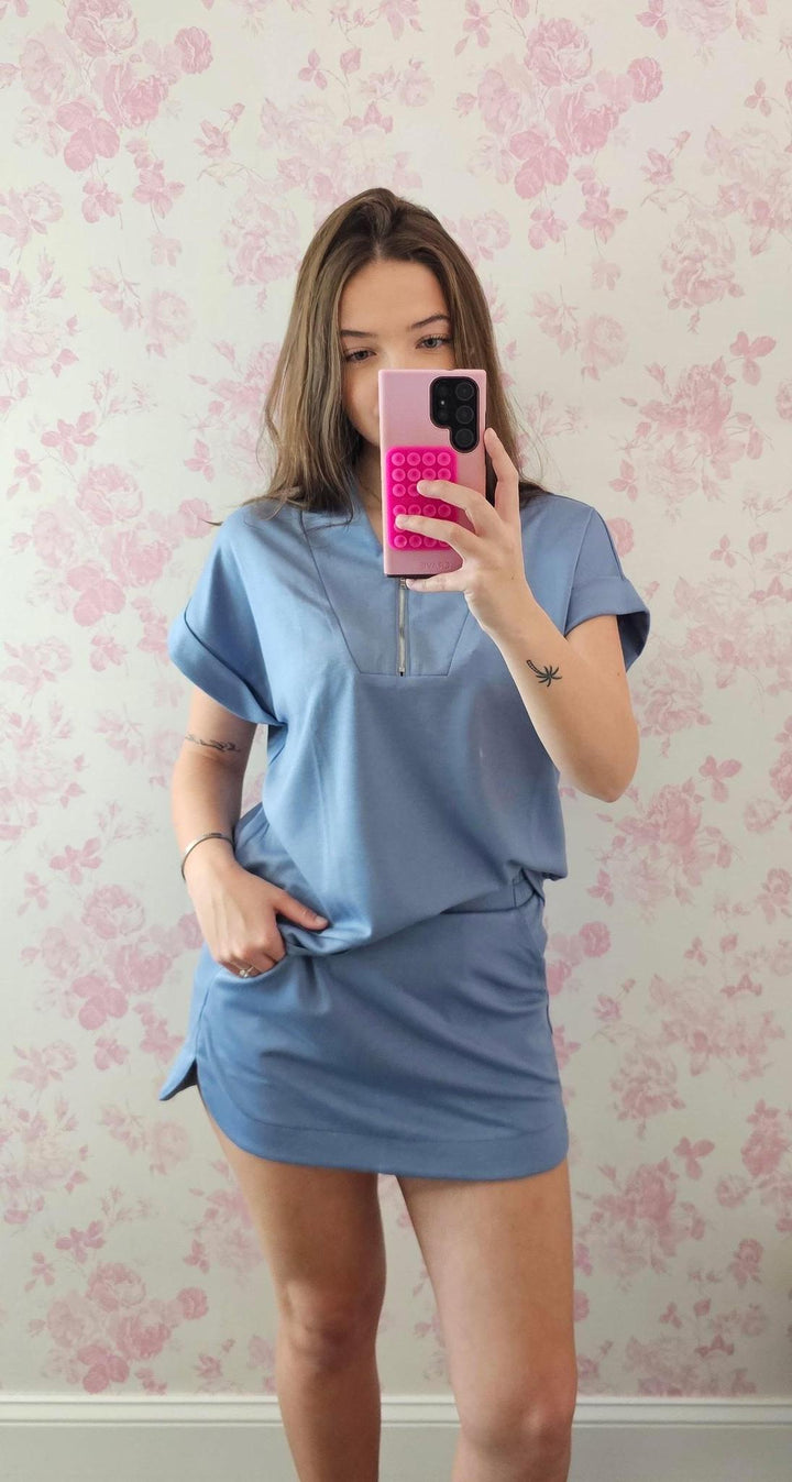 High Neck Half Zip Top