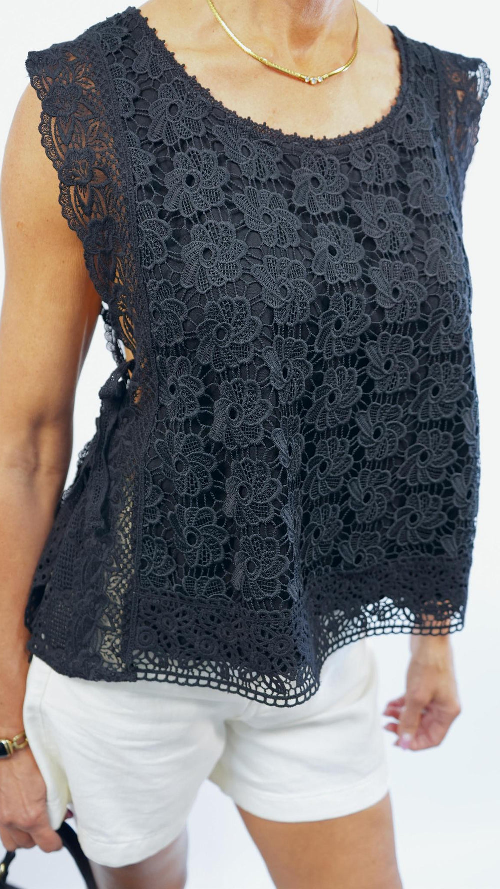 Black Floral Lace Sleeveless Top with floral print – Abide Boutique