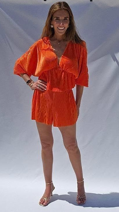 Orange Pleated Set