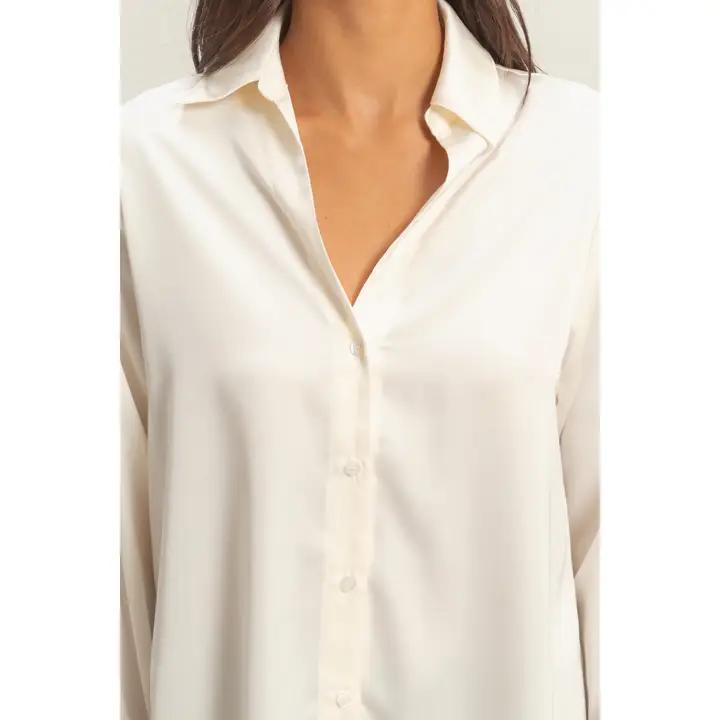 Satin Button-Up Shirt