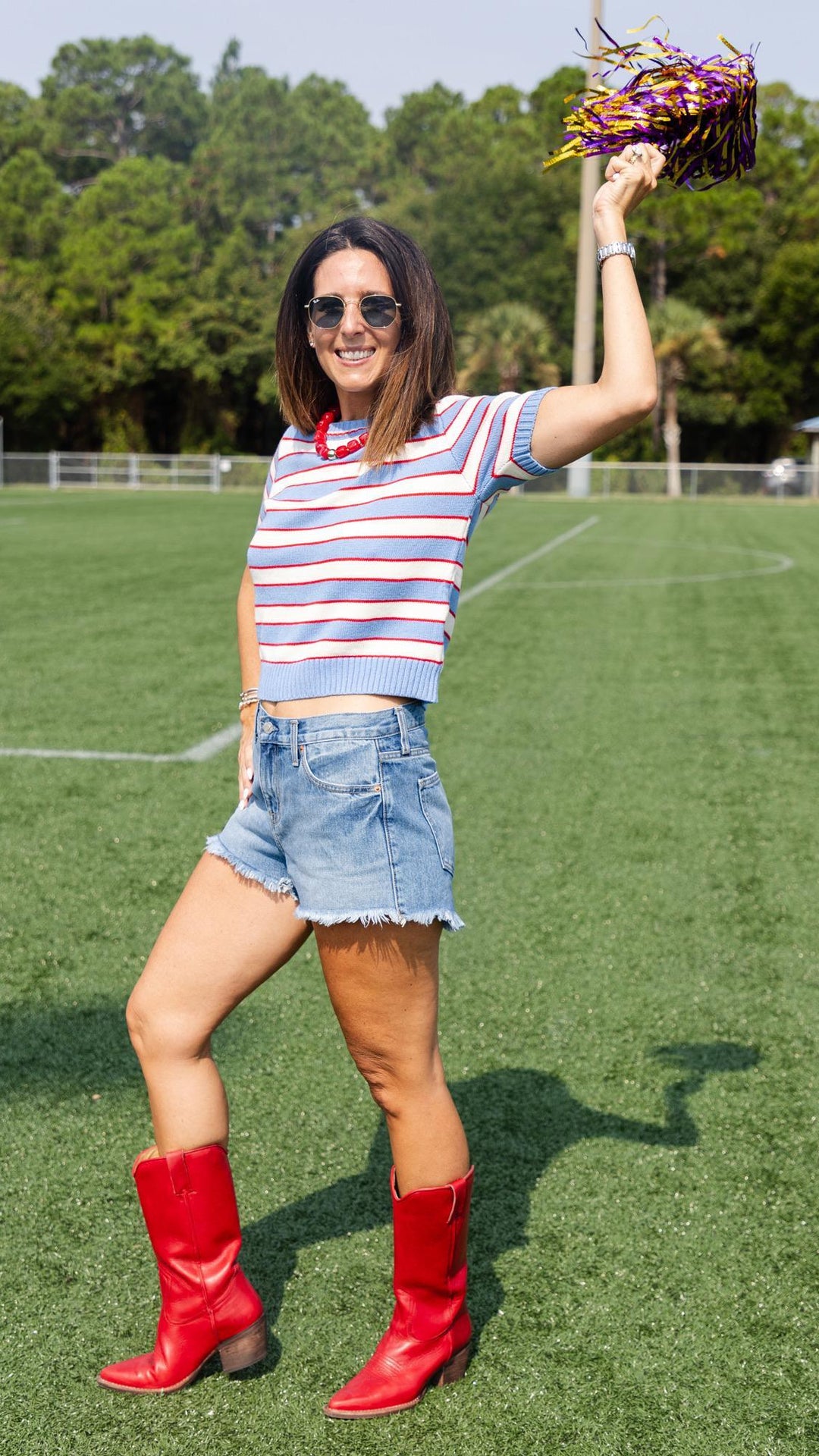Stripe Crew SS Sweater Top