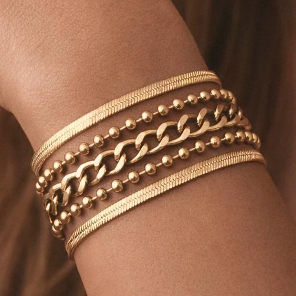 18K Gold Plated Waterproof Stainless Steel Chain Bracelet