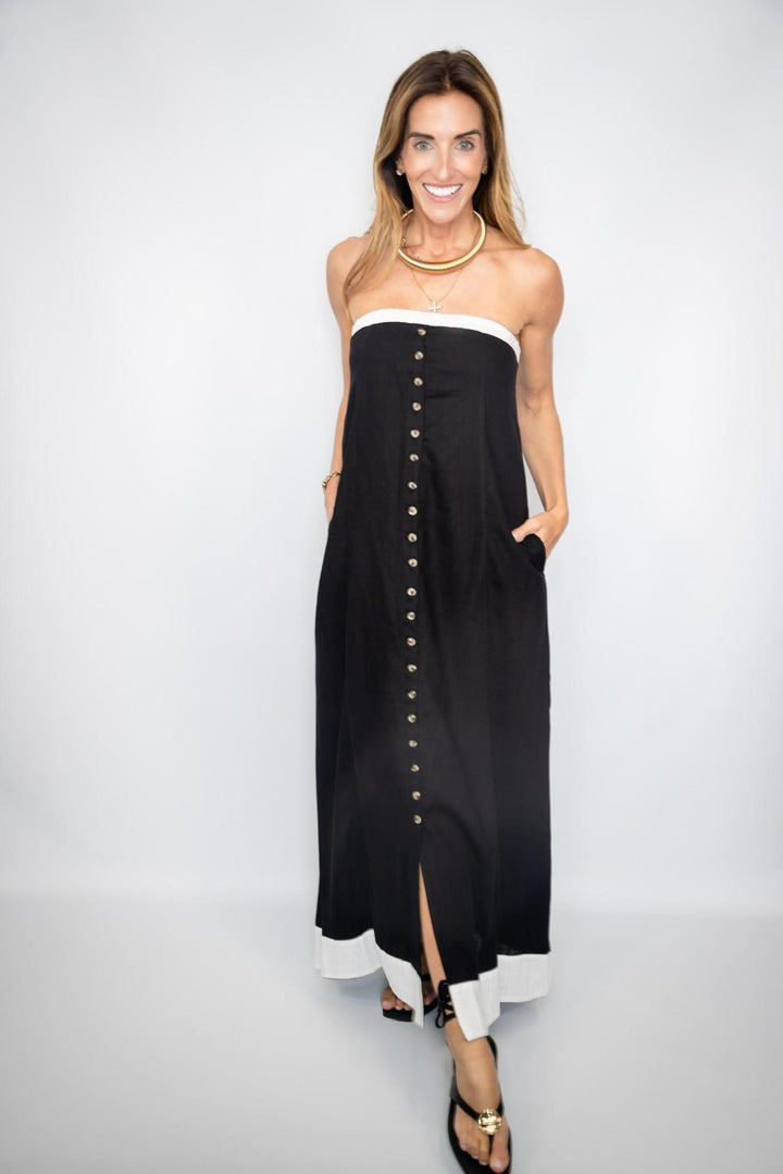 Strapless Button Down Dress