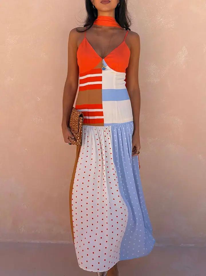 Colorblock Polka Dot Dress