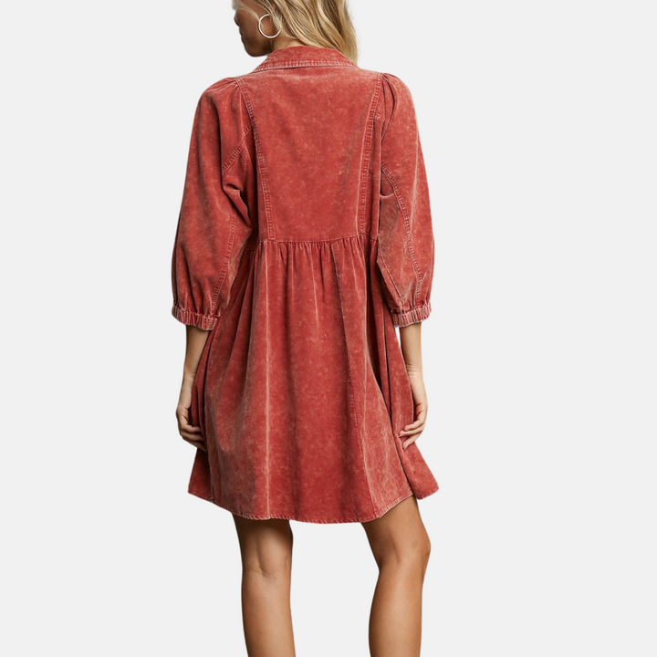 Rust Button Down Dress