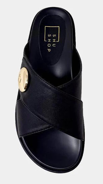 Black Platform Slide Sandals