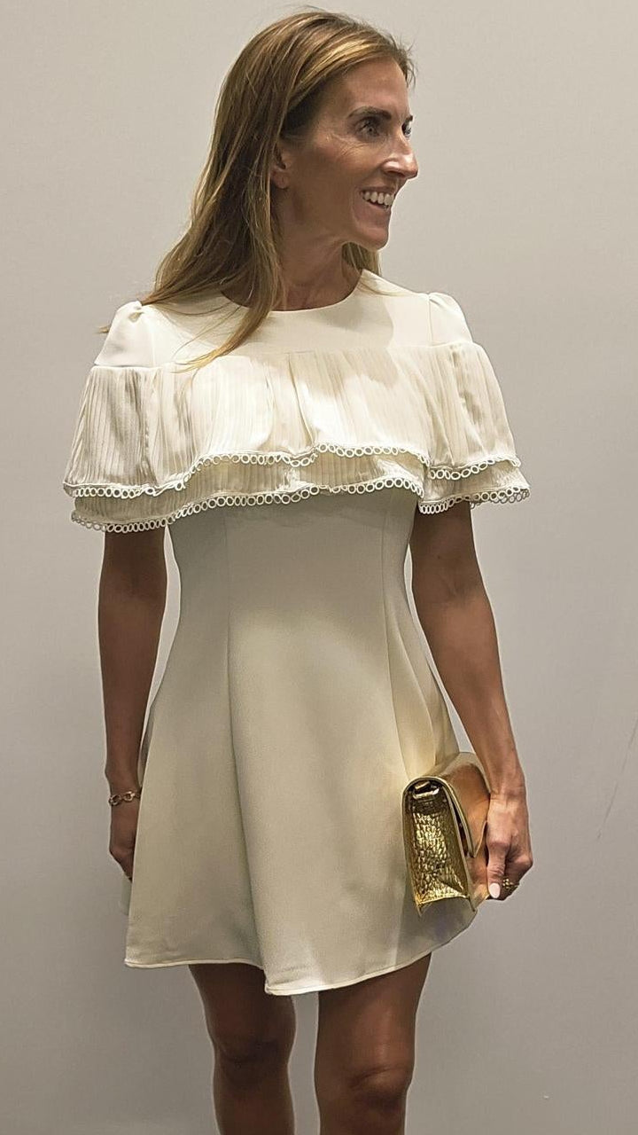 Pleated Cape A Line Dress