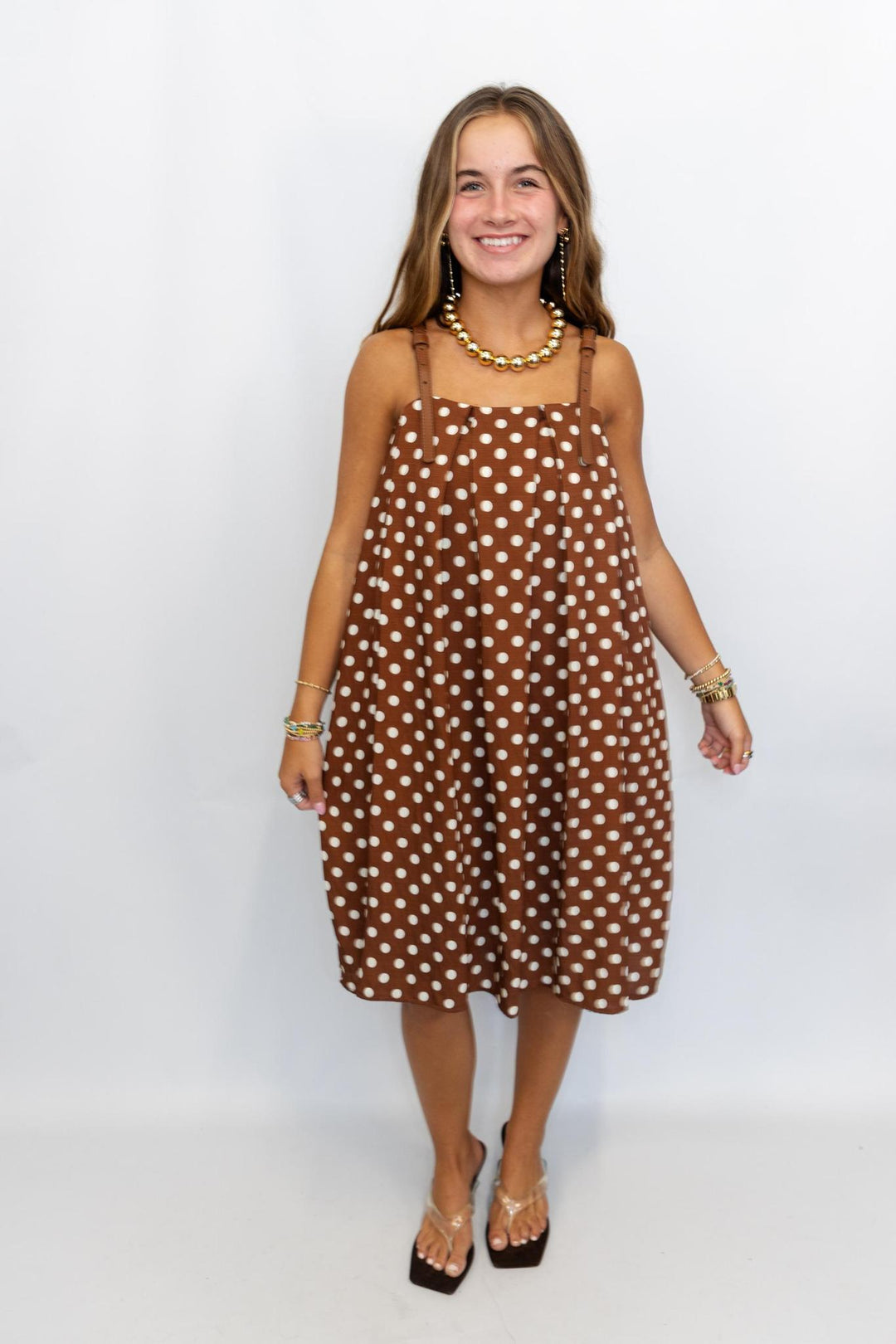 Polka Dot Buckle Strap Dress