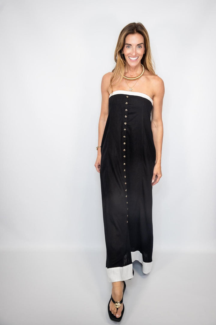 Strapless Button Down Dress