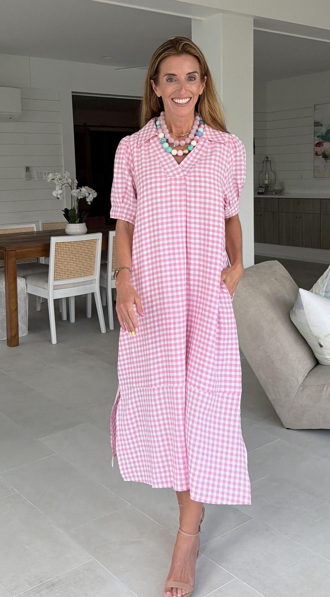 Gingham Midi Dress