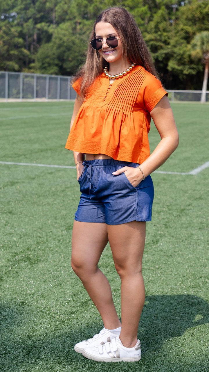 Elastic Waist Drawstring Shorts