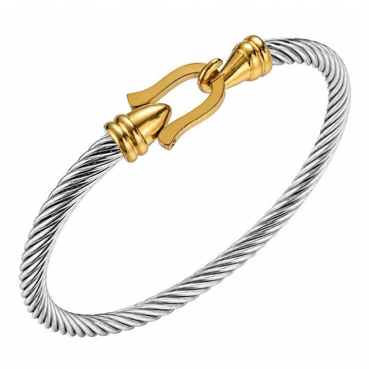 Two-Tone Cable Clasp Bangle 5mm