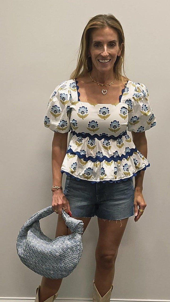 Floral Layered Ruffle Ric Rac Top