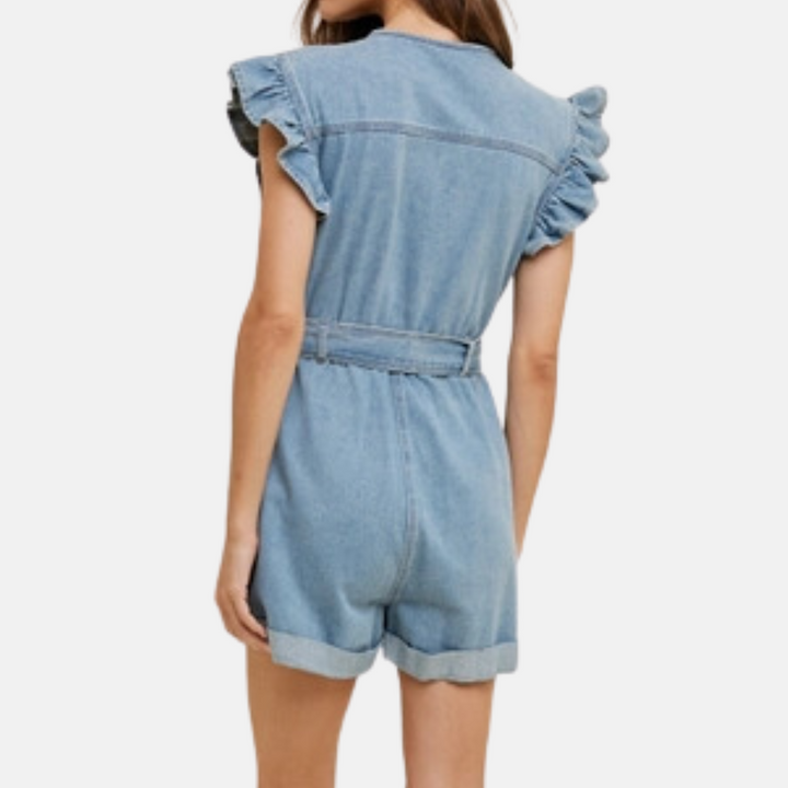 Denim Ruffle Romper