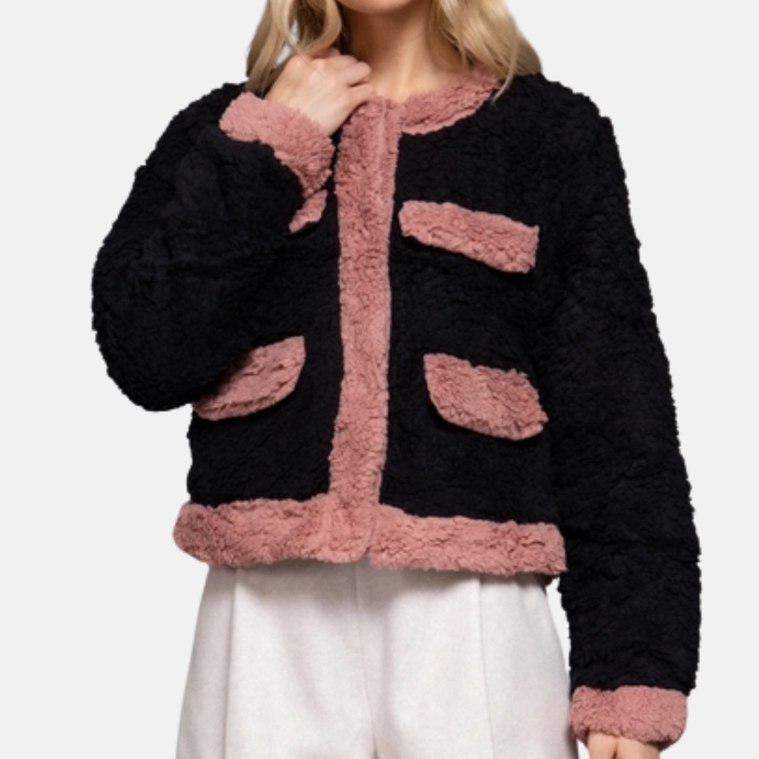 Detailed Faux Fur Jacket