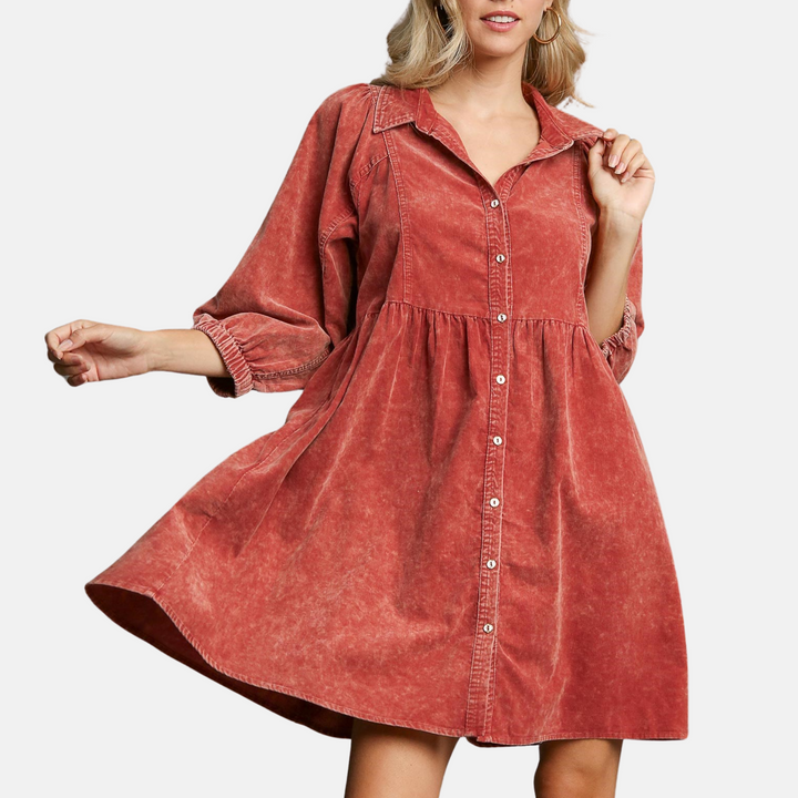 Rust Button Down Dress