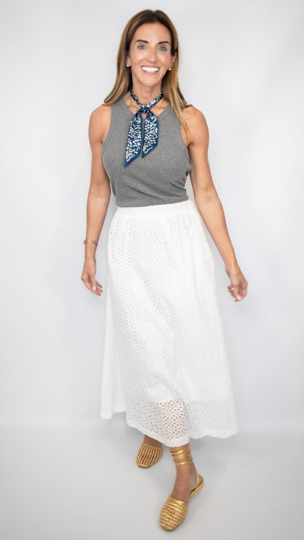White Eyelet Midi Skirt – Abide Boutique
