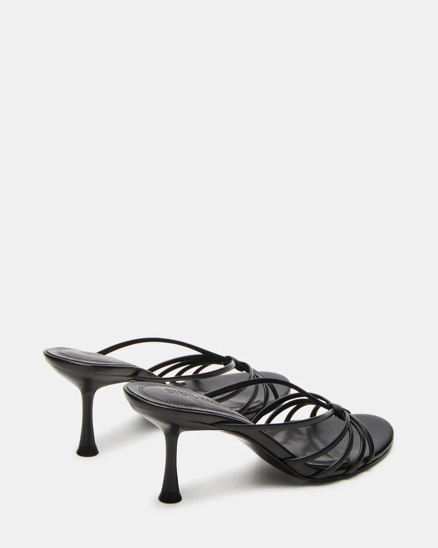 Black Leather Strappy Dress Sandals