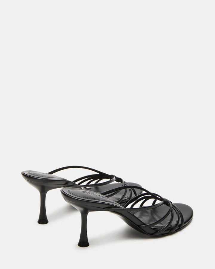 Black Leather Strappy Dress Sandals