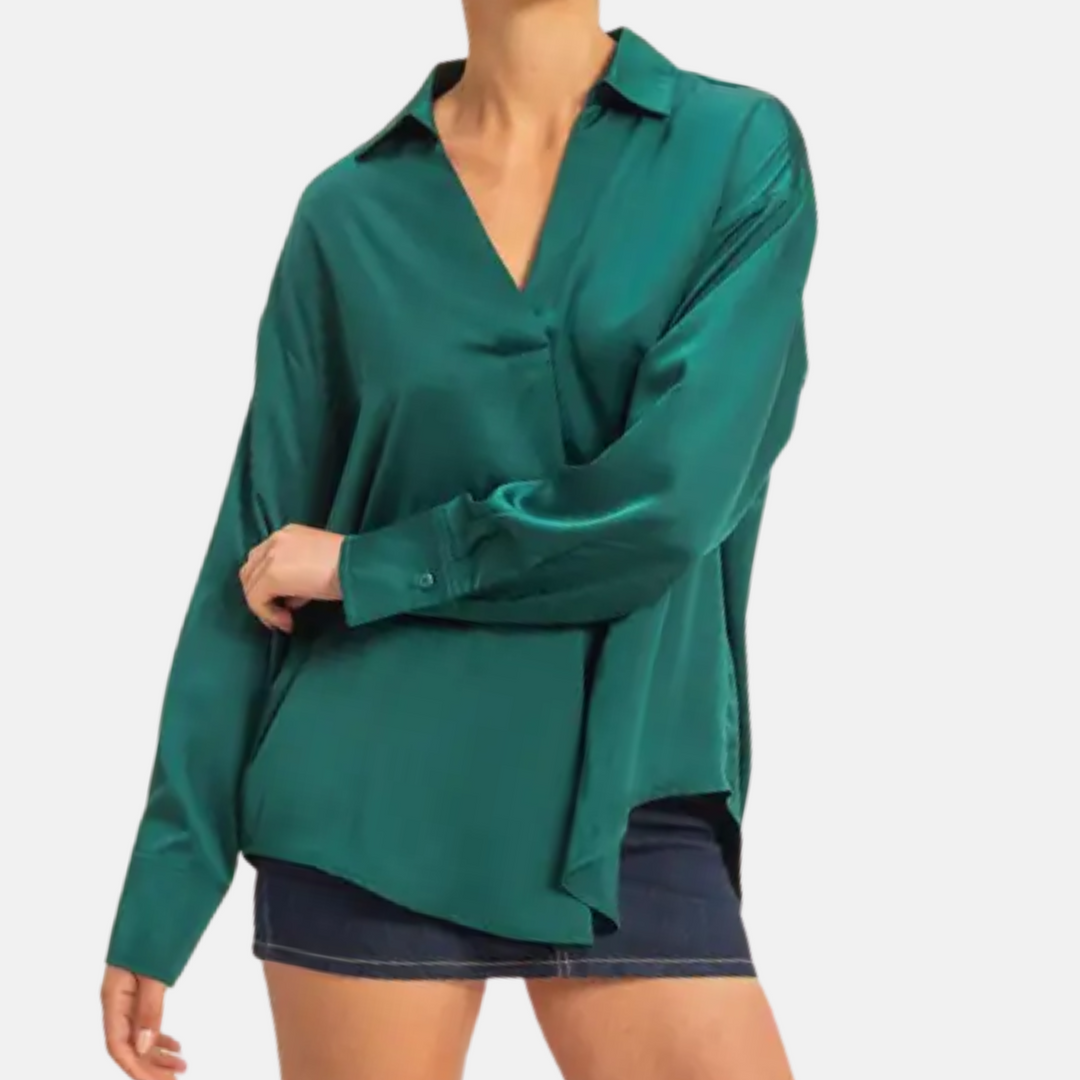 V-Neck Satin Blouse