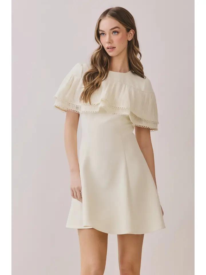 Pleated Cape A Line Dress