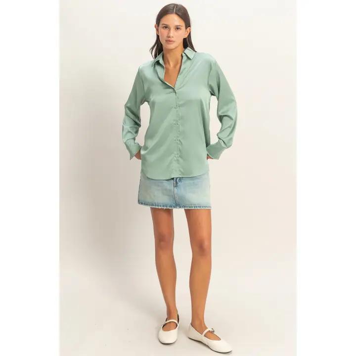 Satin Button-Up Shirt
