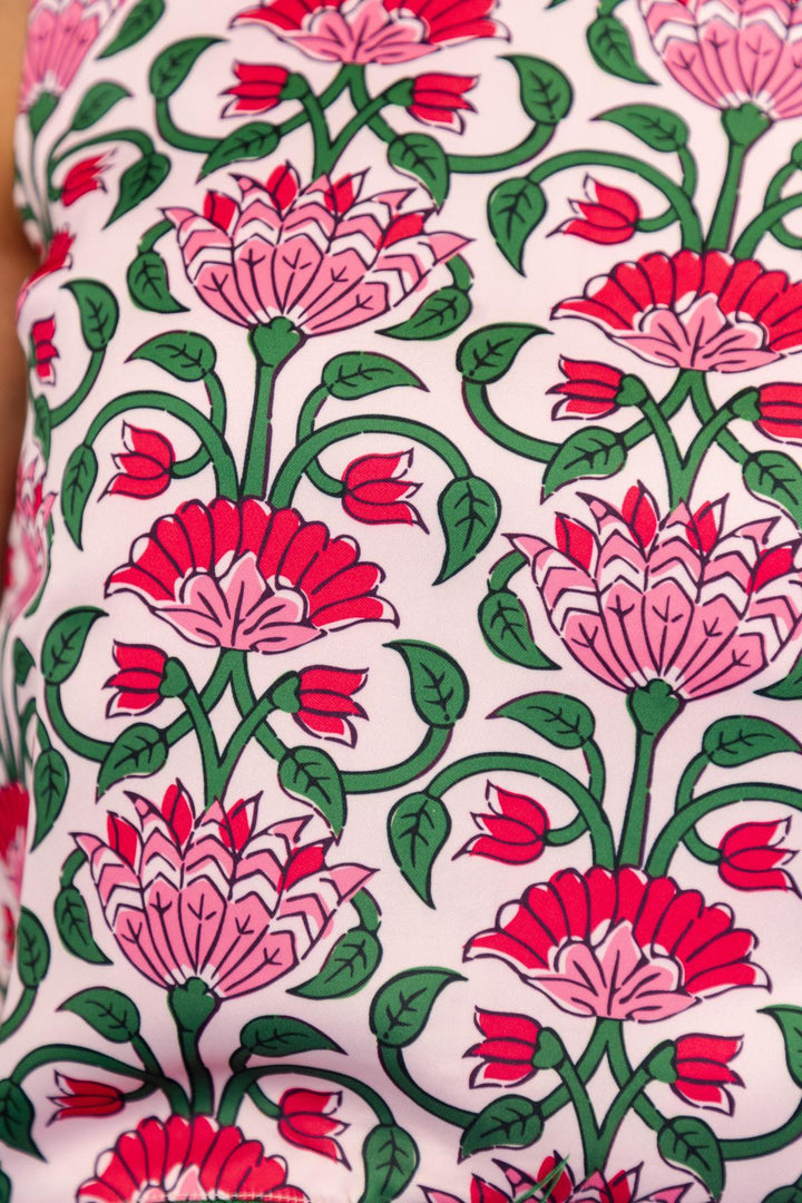 Floral Print Feather Trim Mini Skirt
