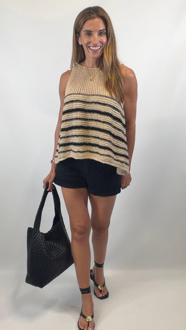 Oatmeal/Black Tank Sweater