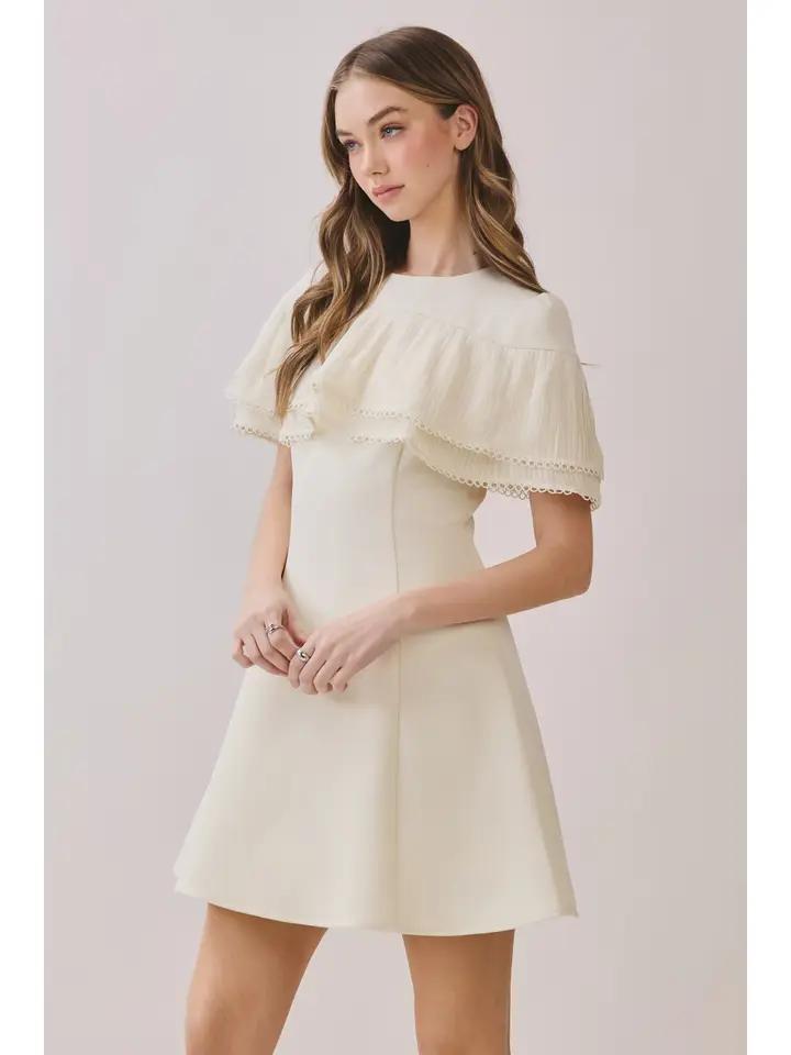 Pleated Cape A Line Dress