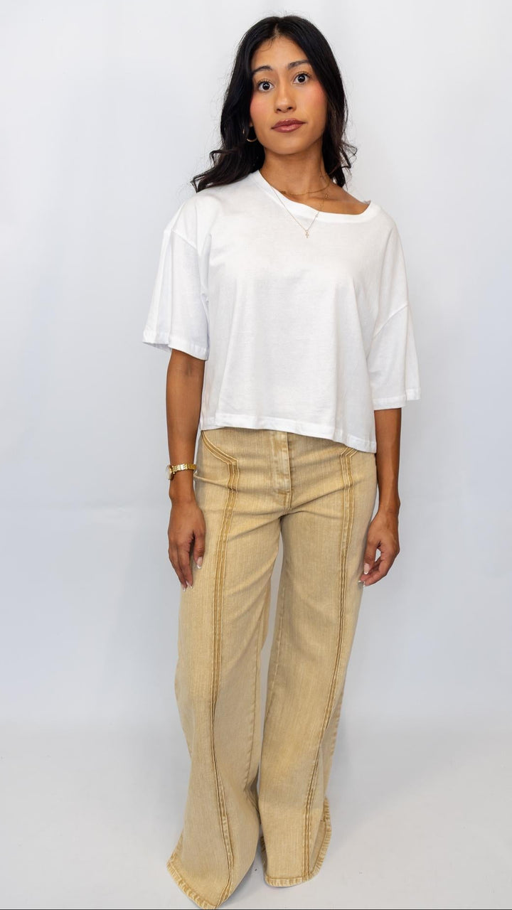 High Waist Washed Wide Leg