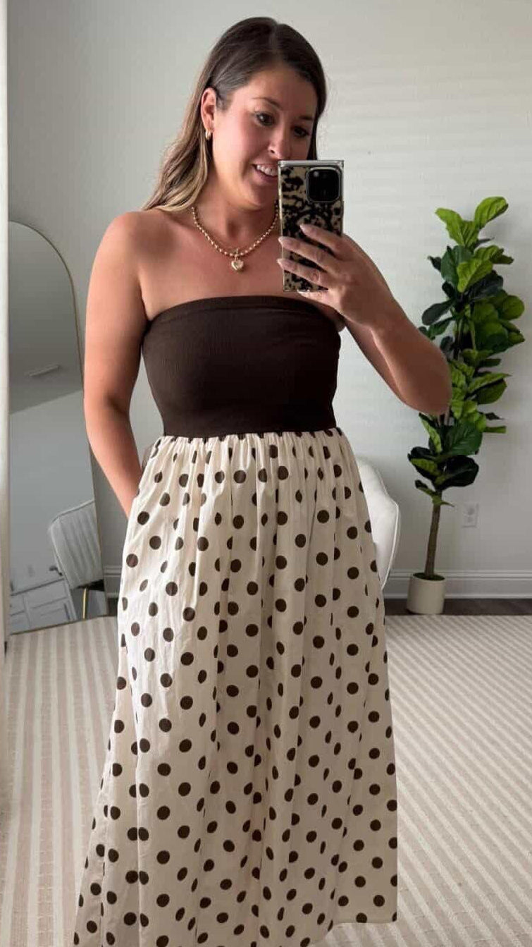 Polka Dot Tube Midi Dress