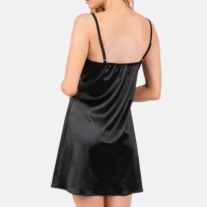 Black Satin Mini Dress