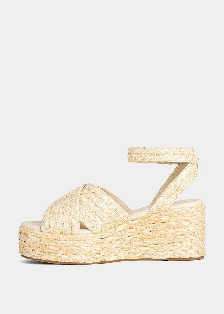 Woven Ankle Strap Wedges