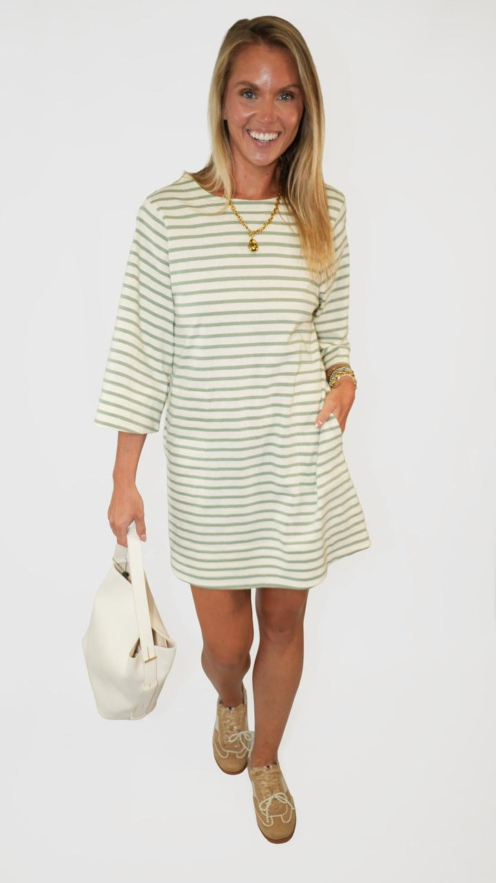 Striped Half-Sleeve Dress