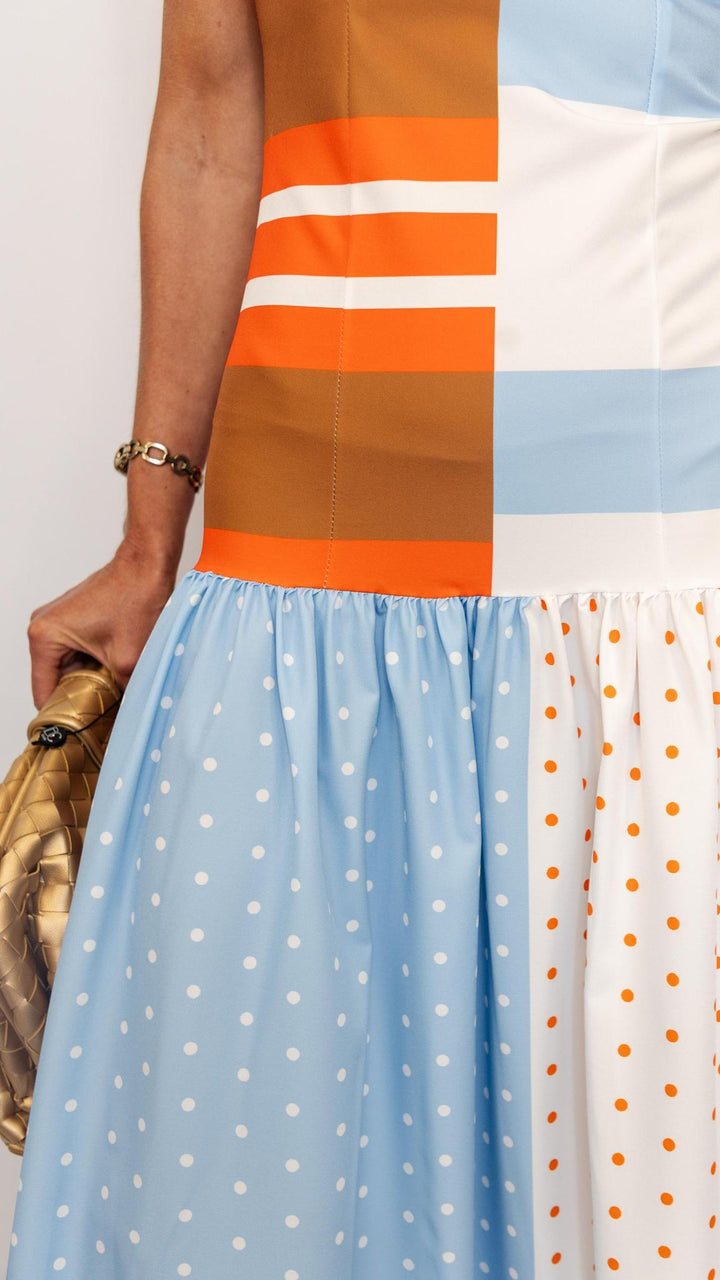 Colorblock Polka Dot Dress - view 3